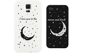 I Love You to the Moon and Back Matching Couple Black & White Phonecases (Set) - 365INLOVE