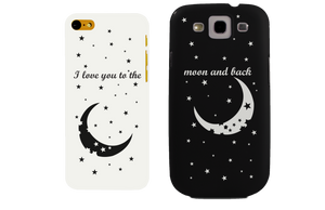 I Love You to the Moon and Back Matching Couple Black & White Phonecases (Set) - 365INLOVE