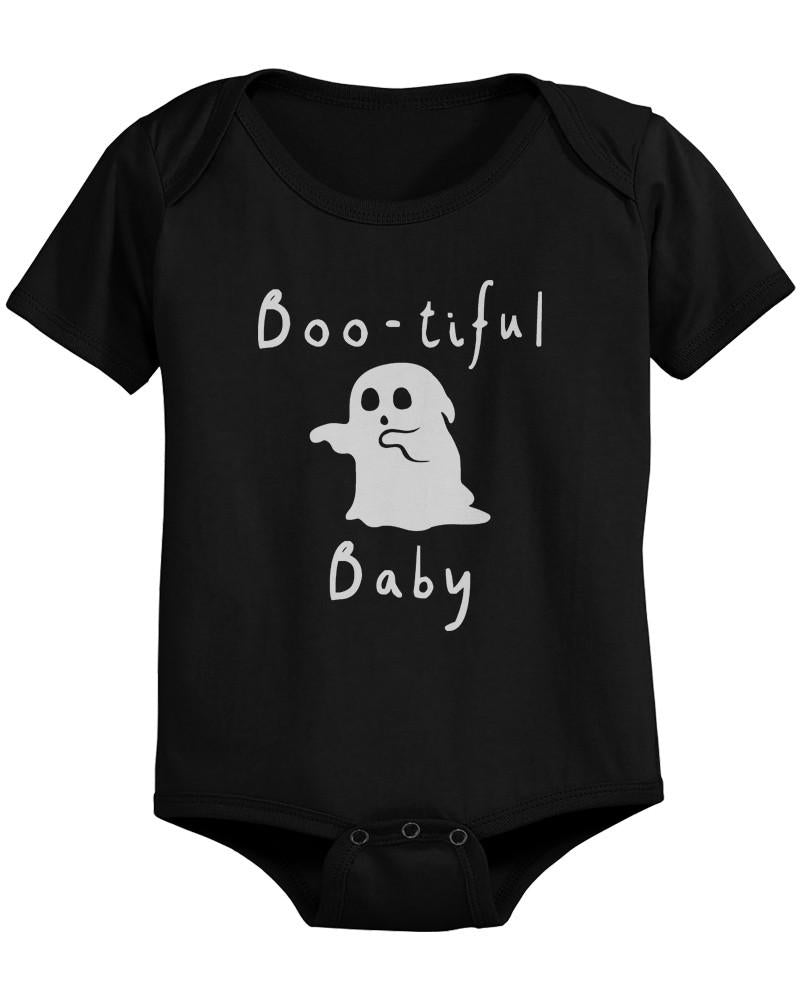 Boo-tiful Baby with Cute little Ghost Bodysuits Halloween Black Snap On Bodysuits - 365INLOVE