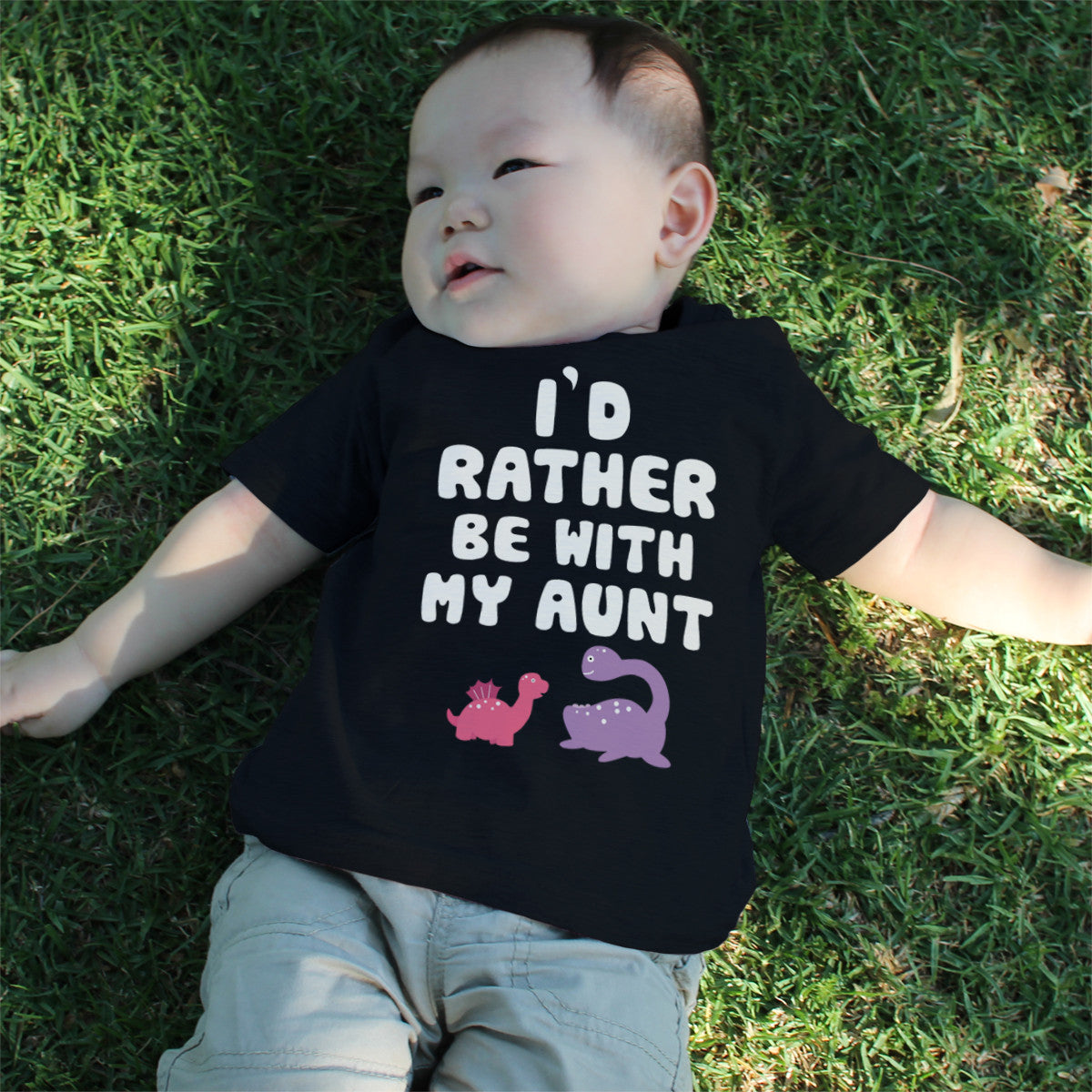 I d Rather Be with My Aunt Funny Baby Crewneck Tees Infant Short Sleev 365 IN LOVE Matching Gifts Ideas