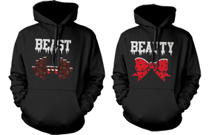 beauty and beast graphic hoodie for couples