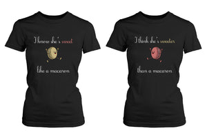 Sweet like macaron and Sweeter than macaron Best Friends T-Shirts BFF Cute Matching Tees - 365INLOVE