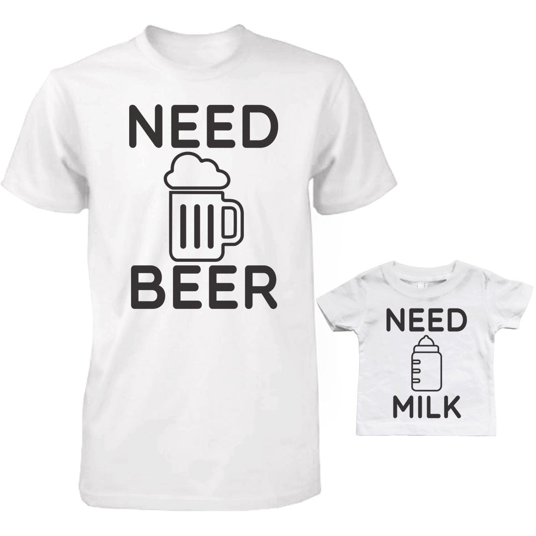 Daddy and Baby Matching T-Shirt Set - Need Bear and Milk Infant Tee - 365INLOVE