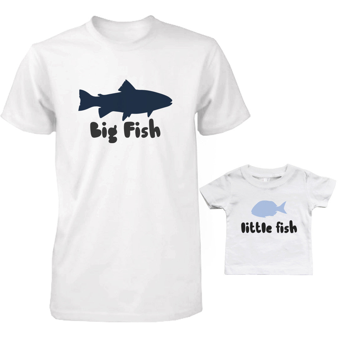 Big Fish and Little Fish Dad and Baby Matching Shirt Set Parent and Kid Cute Tops - 365INLOVE