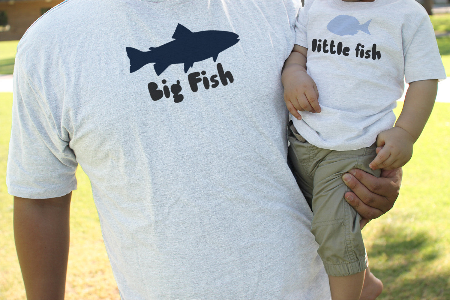 Big Fish and Little Fish Dad and Baby Matching Shirt Set Parent and Kid Cute Tops - 365INLOVE