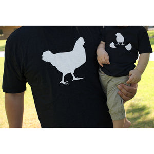 Funny Chicken and Little Chick Matching Dad Shirt and Baby Onesie - 365INLOVE