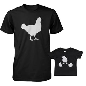 Funny Chicken and Little Chick Matching Dad Shirt and Baby Shirt - 365INLOVE