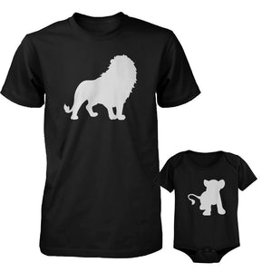Funny Lion and Cub Matching Dad Shirt and Baby Onesie - 365INLOVE