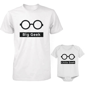 Funny Big Geek Little Geek Matching Dad Shirt and Baby Onesie - 365INLOVE