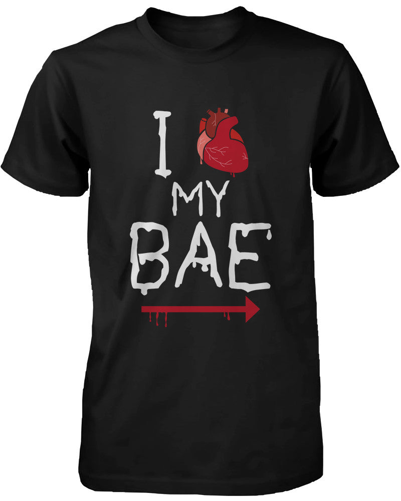 I Heart My Bae and Boo Pointing Each Other Horror Matching Couple T-shirts for Halloween - 365INLOVE