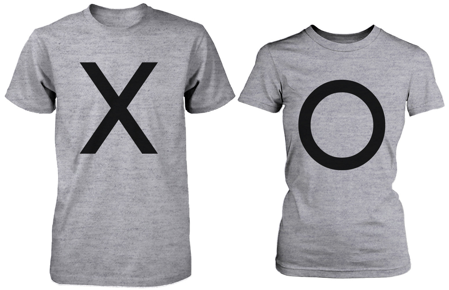 X O Couple Shirt His and Hers Tees Set XO T-shirt Short Sleeve Heather Grey - 365INLOVE