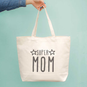 Super Mom Canvas Bag Grocery Bag Diaper bag Mothers Day Baby Shower Gifts - 365INLOVE