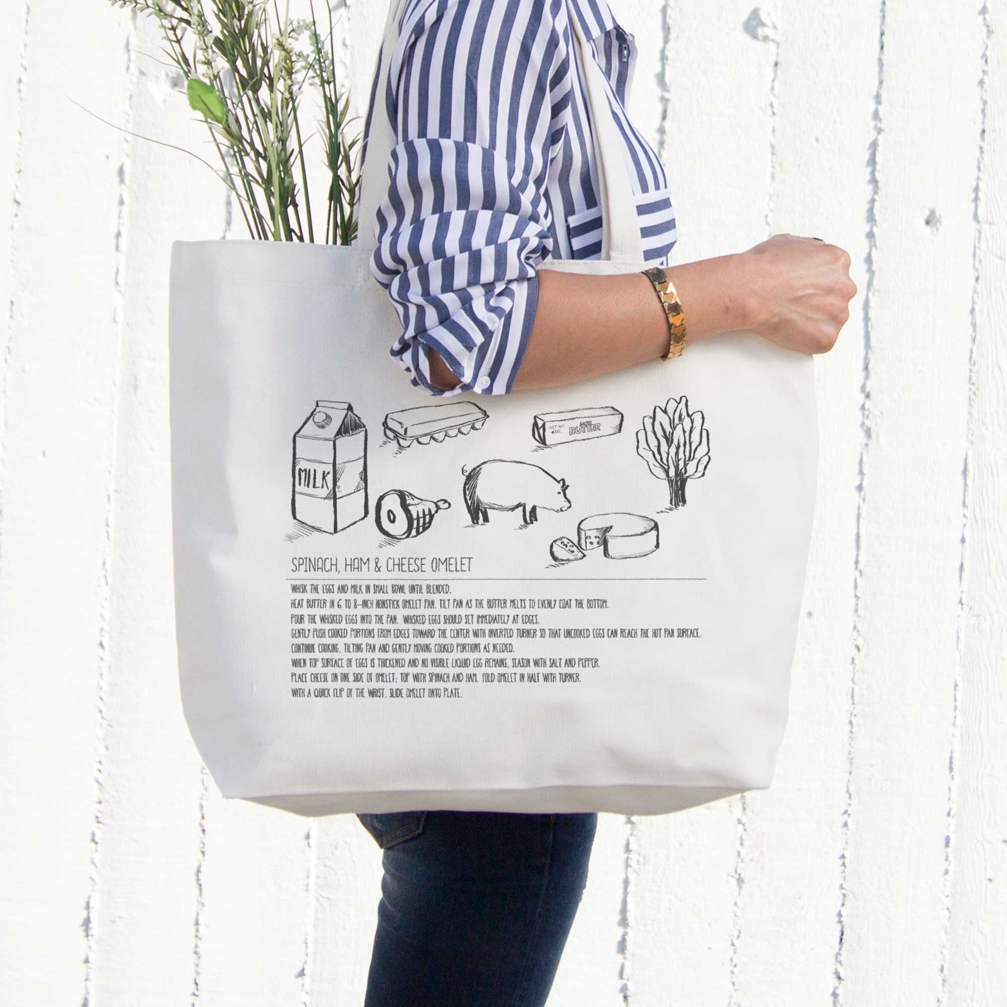 Omelet Recipe Canvas Bag Grocery Bag Diaper Bag Mothers Day Gifts For Moms - 365INLOVE