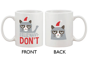 Cute Grumpy Cat Holiday Coffee Mug - Feliz Navidon't Funny Coffee Mug Cup - 365INLOVE