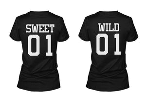Sweet 01 Wild 01 Matching Best Friends T Shirts BFF Tees For Two Girls Friends - 365INLOVE
