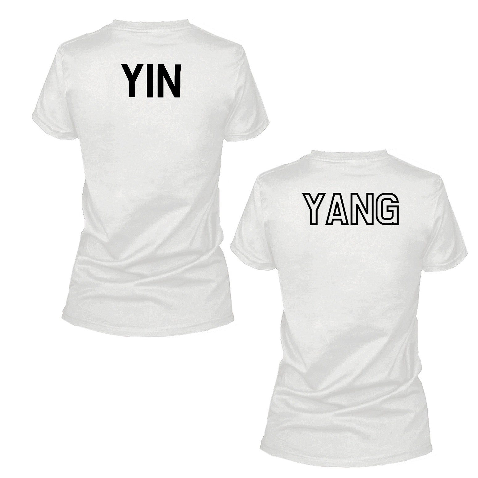 Asian Yin and Yang Matching Best Friends BFF Women's White shirt Back Print - 365INLOVE