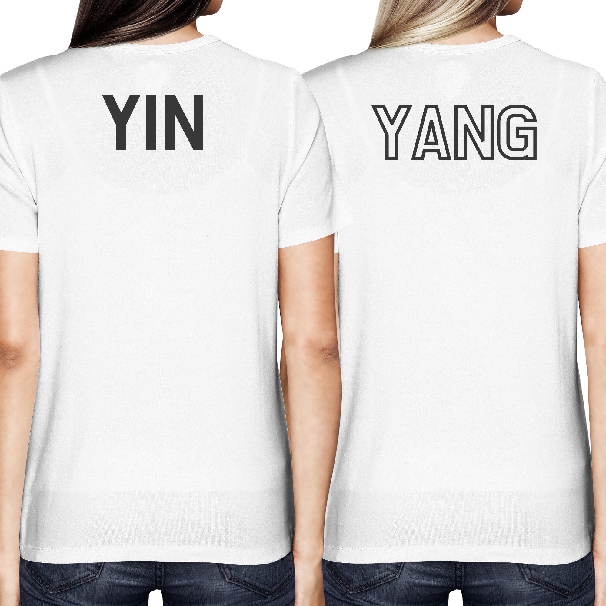 Asian Yin and Yang Matching Best Friends BFF Women's White shirt Back Print - 365INLOVE
