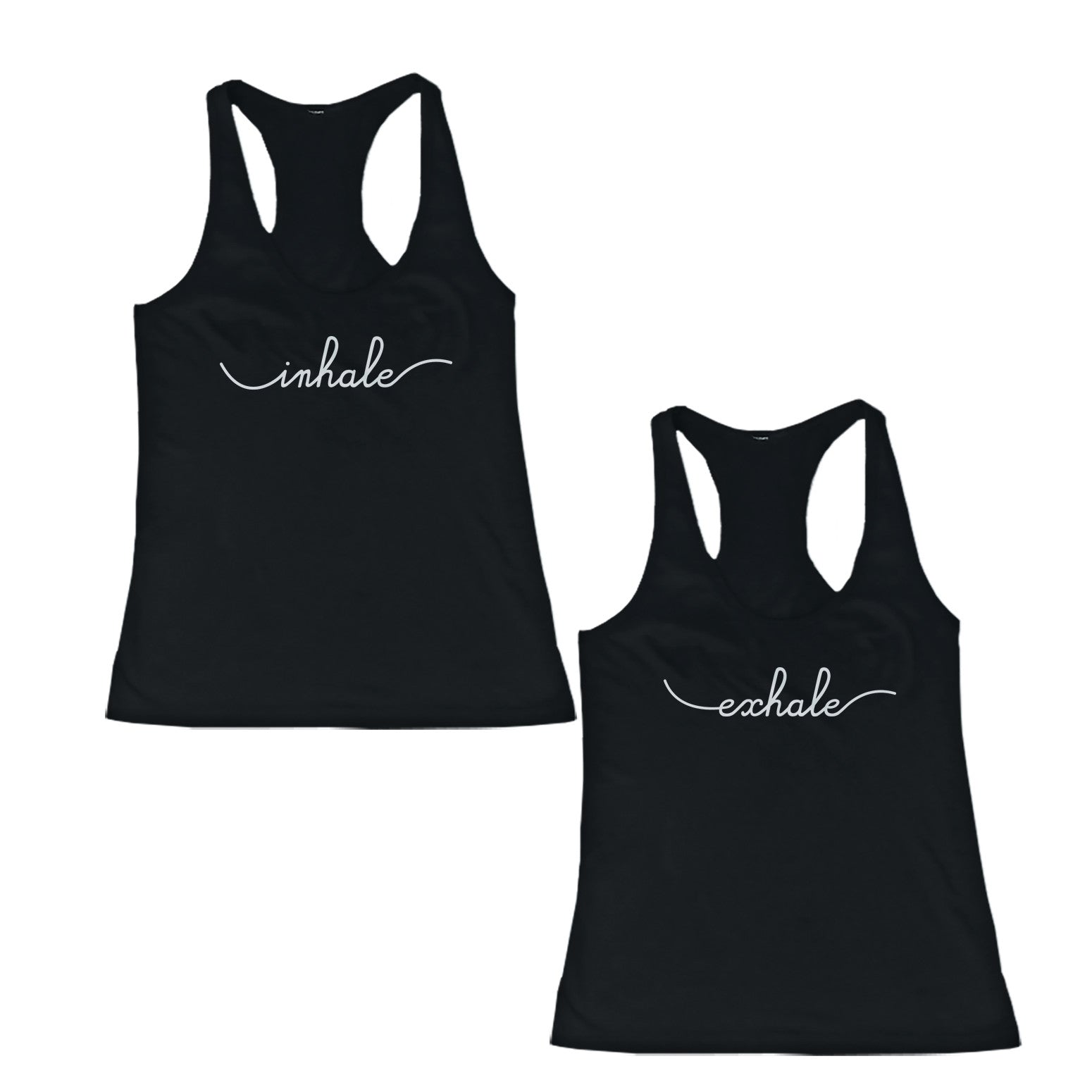 Inhale and Exhale Friendship Black Matching Tank Tops Cute BFF Tanks - 365INLOVE
