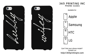 Hubby and Wifey Cursive Black Matching Couple Phone Cases Anniversary Gift - 365INLOVE