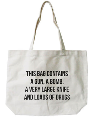 Women's Reusable Canvas Bag- Funny 'Dangerous' Natural Canvas Tote Bag - 365INLOVE