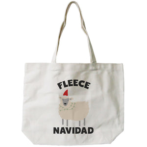 Feliz Navidad Christmas Gift Canvas Bag Custom Funny X-mas Fleece Tote Bag - 365INLOVE