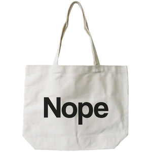 Nope Typography Canvas Bag Natural 100% Canvas Cute Tote For Girls - 365INLOVE
