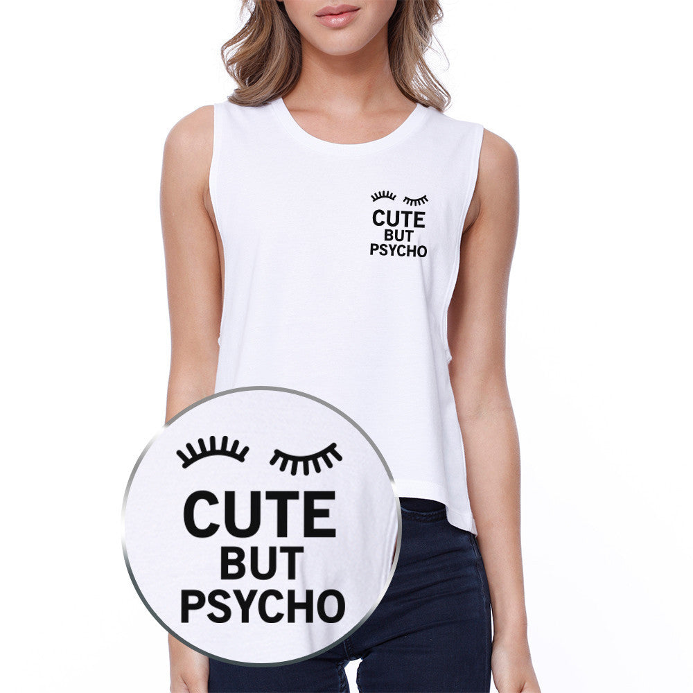 Cute But Psycho Pocket Crop Tee