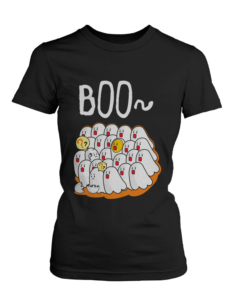 Boo Egg Haunt Halloween Women's T-shirt Funny Graphic Black Shirt for Horror Night - 365INLOVE