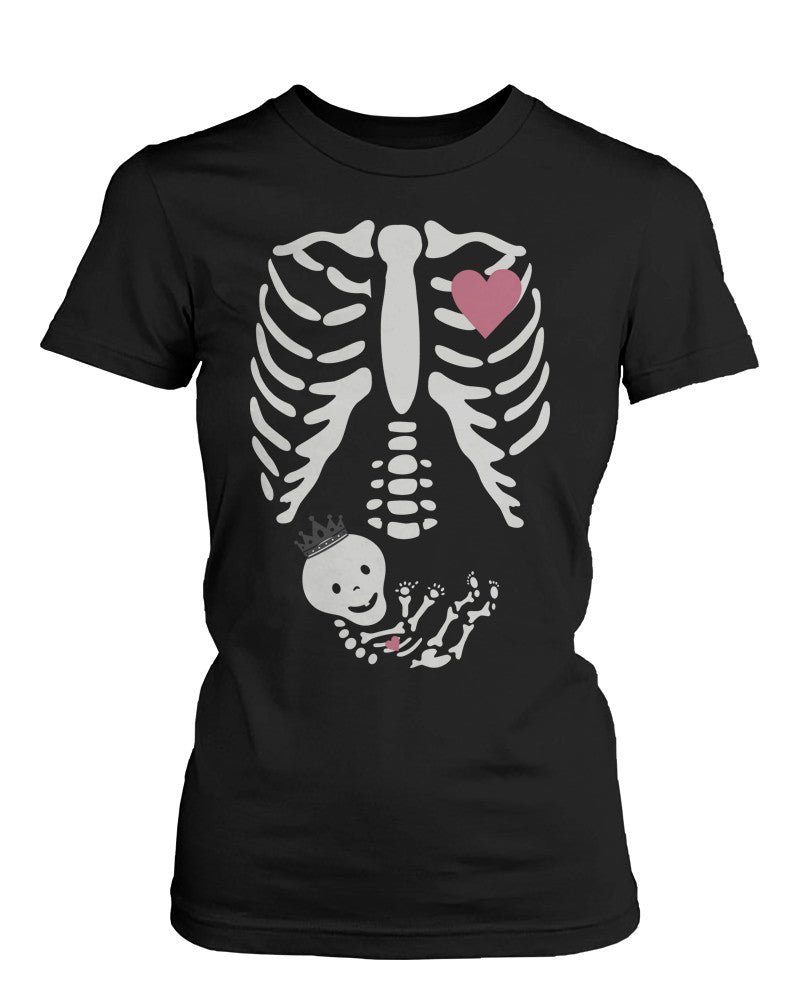 Halloween Pregnant Skeleton Princess Baby X-Ray T-shirt Maternity Themed - 365INLOVE