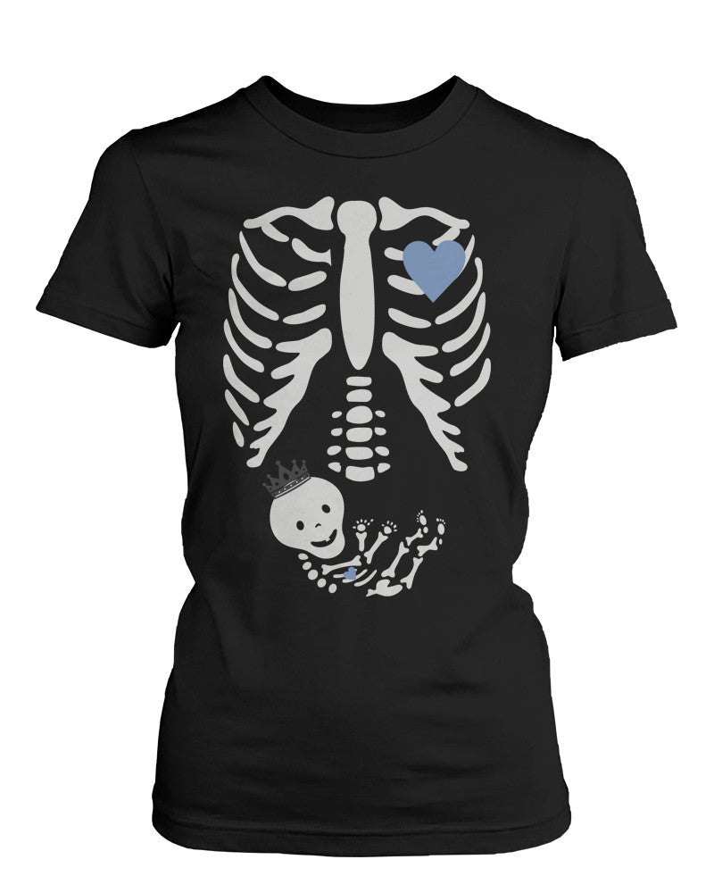 Halloween Pregnant Skeleton Prince Baby X-Ray T-shirt Maternity Themed - 365INLOVE