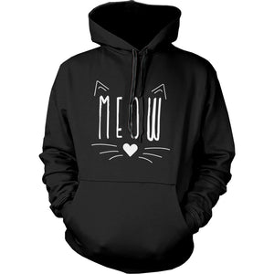 Meow Cute Kitty face Women's Hoodies Gift for Cat Lovers Hooded Sweatshirts - 365INLOVE