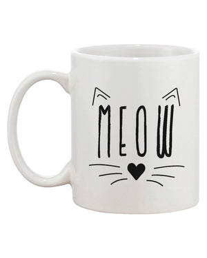 Meow Cute Ceramic Mug Kitty Face Coffee Cup Perfect Gift Idea for Cat Lover - 365INLOVE