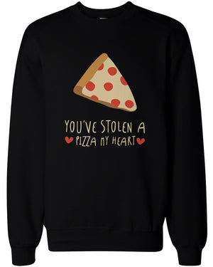 Cute Graphic Sweatshirts You've Stolen a Pizza My Heart Black Unisex Sweatshirts - 365INLOVE