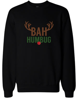 Bah Humbug Rudolph Christmas Sweat Shirts X-mas Pullover Fleece Crewneck Sweaters - 365INLOVE