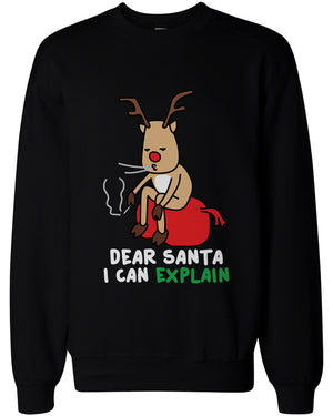 Rudolph Stole Santa's Bag and Smoking Funny Sweatshirts Cute Holiday Sweaters - 365INLOVE