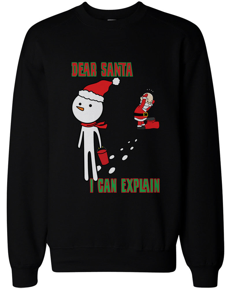 Snowman Stole Santa's Hat Funny Sweatshirts Cute Holiday Pullover Fleece - 365INLOVE