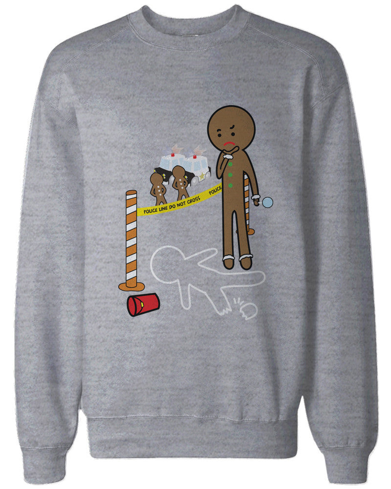 Gingerbread Cookie Investigating Funny Sweatshirts Cute Holiday Grey Pullover Fleece - 365INLOVE