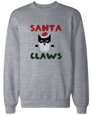 Santa Claws Funny Holiday Sweatshirts Cute Christmas Pullover Fleece Sweaters in Grey - 365INLOVE