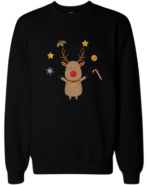 Cute Rudolph Sweatshirts Winter Pullover Fleece Holiday Gift X-mas Sweaters - 365INLOVE
