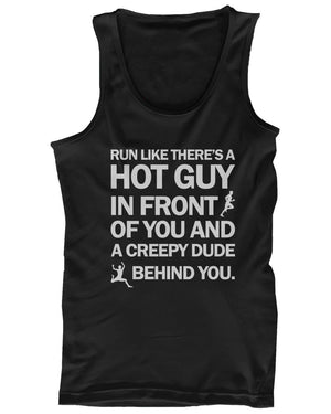 Run Like There's a Creepy Dude Behind you Women's Funny Workout Tank Top - 365INLOVE