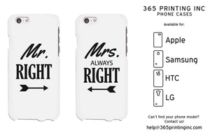 Mr Right and Mrs Always Right Arrows White Matching Couple Phone Cases - 365INLOVE