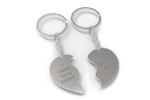 I Carry Your Heart With Me Half Hearts Couple Keychains Matching Key Ring - 365INLOVE