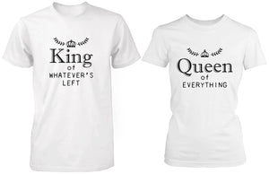 King and Queen of Everything Matching Couple White T-shirts (Set) - 365INLOVE