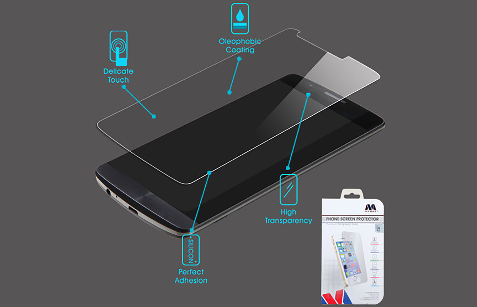 MyBat tempered glass screen protector for LG G3
