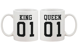 King 01 Queen 01 Couple Mug- Cute Matching Ceramic Cups Gift for Couples - 365INLOVE