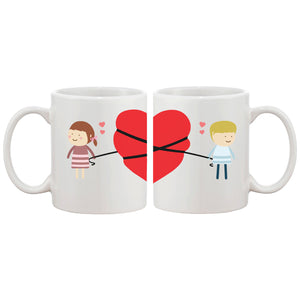 Love Connecting Couple Mugs Cute Graphic Design Coffee Mug Cup 11 oz - 365INLOVE