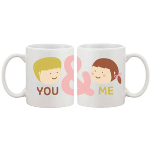 You And Me Matching Couple Mugs Cute Graphic Design Ceramic Coffee Mug Cup - 365INLOVE