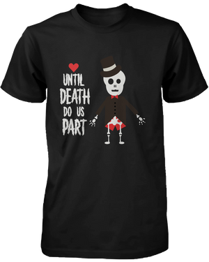 Cute boyfriend girlfriend skeleton couple shirts for Halloween