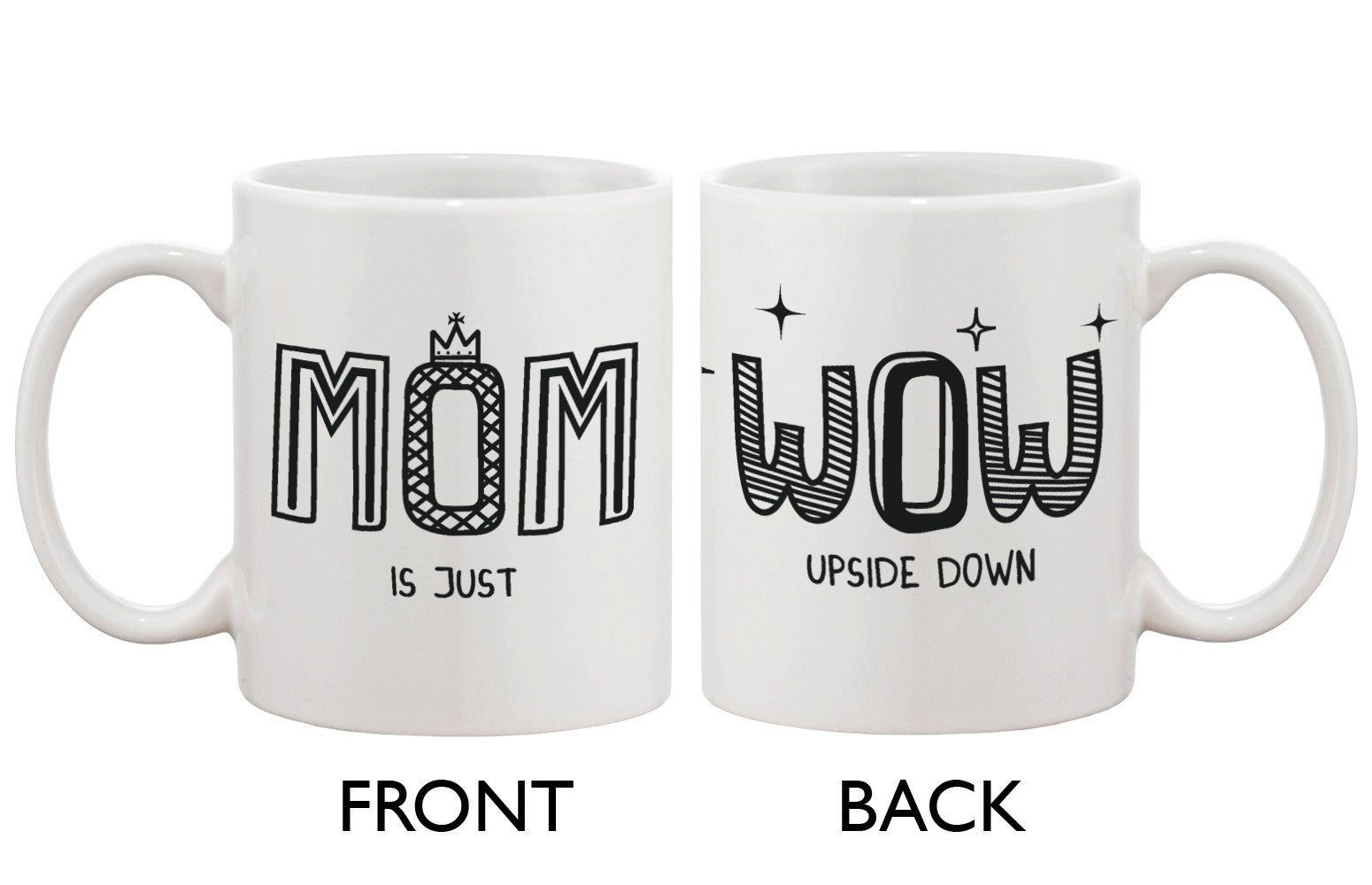 Cute Mother's Day Ceramic Coffee Mug for Mom -MOM Is Just WOW Upside Down - 365INLOVE