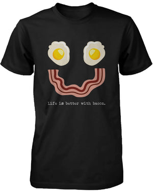 Bacon and Egg Smiley Face Men's T-shirt - Short Sleeve Tee for Bacon Lovers - 365INLOVE